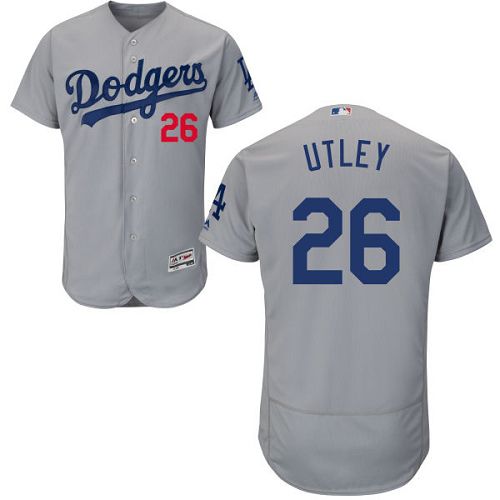 Los Angeles Dodgers #26 Chase Utley Grey Flexbase Authentic Collection Stitched Jersey Men's