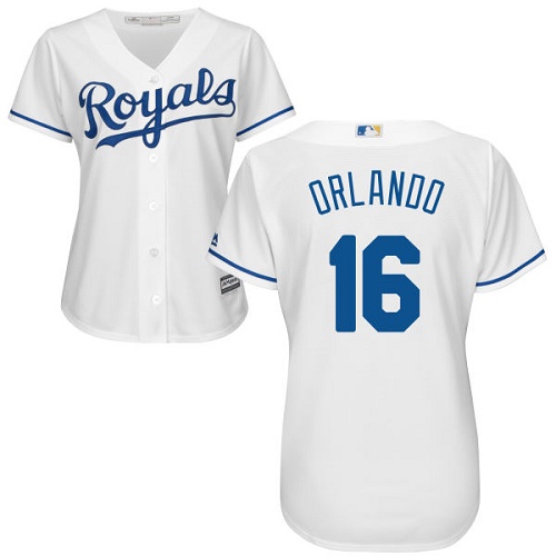 Kansas City Royals #16 Paulo Orlando White Home Women's Stitched Jersey Womens