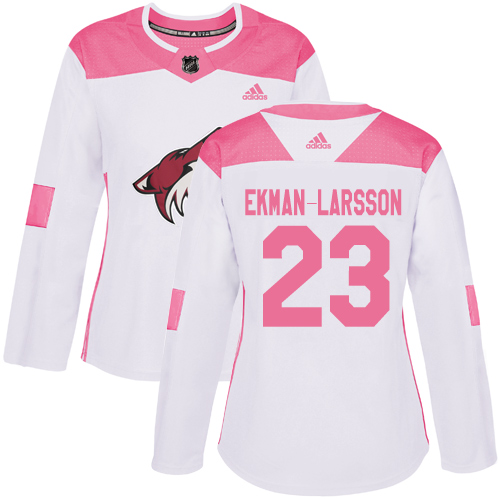 Adidas Arizona Coyotes #23 Oliver Ekman-Larsson White/Pink Authentic Fashion Women's Stitched Jersey Womens