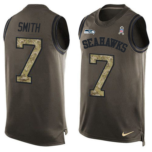 Seahawks #7 Geno Smith Green Men's Stitched Limited Salute To Service Tank Top Jersey