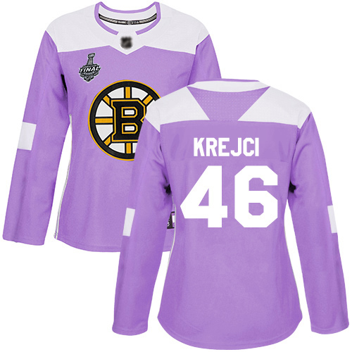 Adidas Boston Bruins #46 David Krejci Purple Authentic Fights Cancer Stanley Cup Final Bound Women's Stitched Jersey Womens