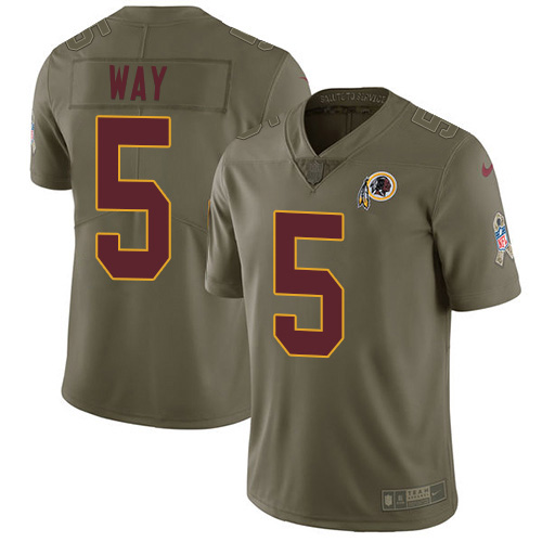 Washington Commanders #5 Tress Way Olive Youth Stitched Limited 2017 Salute To Service Jersey Youth