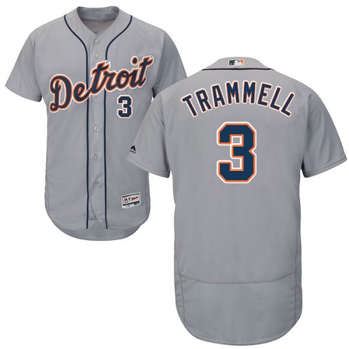 Detroit Tigers #3 Alan Trammell Grey Flexbase Authentic Collection Stitched Jersey Men's