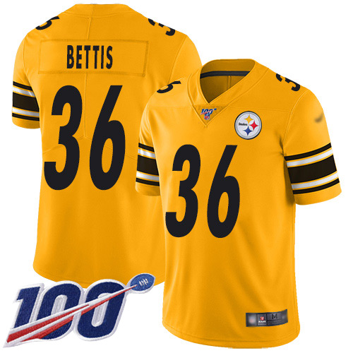 Steelers #36 Jerome Bettis Gold Men's Stitched Limited Inverted Legend 100th Season Jersey