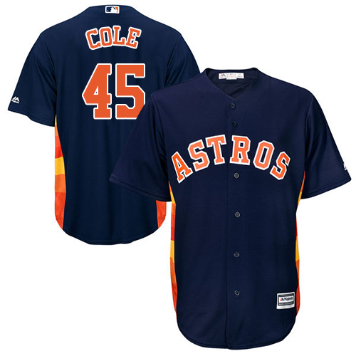Houston Astros #45 Gerrit Cole Navy Blue Cool Base Stitched Youth Jersey Youth