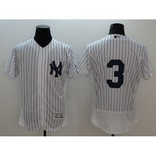New York Yankees #3 Babe Ruth White Strip Flexbase Authentic Collection Stitched Jersey Men's