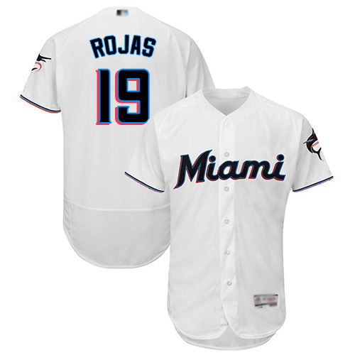 Miami Marlins #19 Miguel Rojas White Flexbase Authentic Collection Stitched Jersey Men's