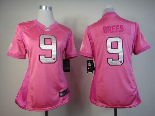Saints #9 Drew Brees Pink Women's Be Luv'd Stitched Elite Jersey