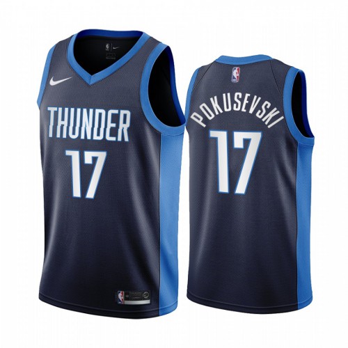 Oklahoma City Oklahoma City Thunder #17 Aleksej Pokusevski Navy Womens Swingman 2020-21 Earned Edition Jersey Womens