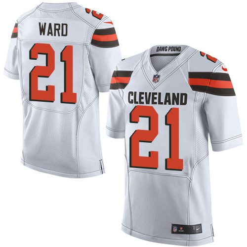 Browns #21 Denzel Ward White Men's Stitched Elite Jersey