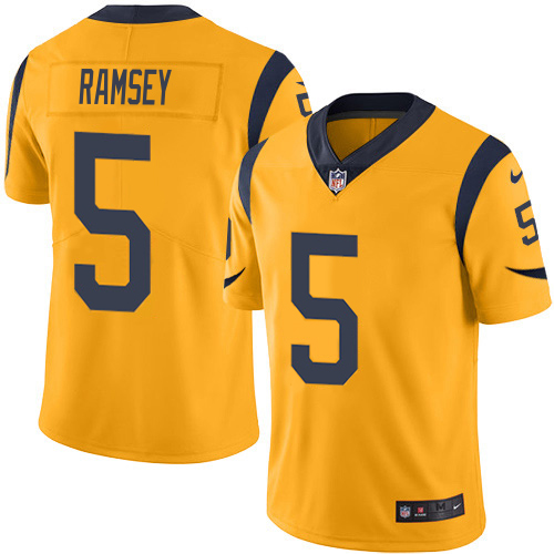 Rams #5 Jalen Ramsey Gold Youth Stitched Limited Rush Jersey