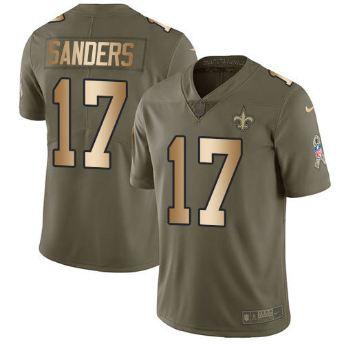 New Orleans Saints #17 Emmanuel Sanders Olive/Gold Youth Stitched Limited 2017 Salute To Service Jersey Youth