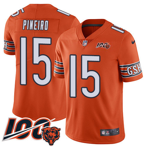 Chicago Bears #15 Eddy Pineiro Orange Youth 100th Season Stitched Limited Rush Jersey Youth
