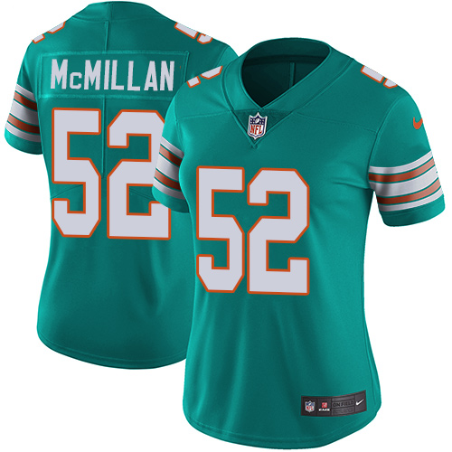 Miami Dolphins #52 Raekwon McMillan Aqua Green Alternate Women's Stitched Vapor Untouchable Limited Jersey Womens