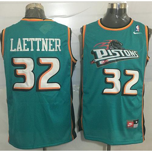 Detroit Pistons #32 Christian Laettner Green Throwback Stitched Jersey Mens