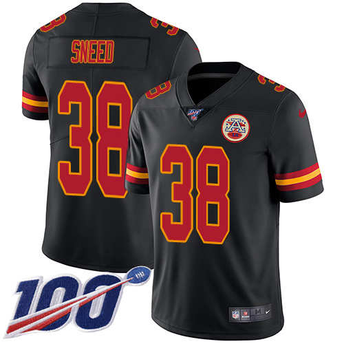 Chiefs #38 L'Jarius Sneed Black Youth Stitched Limited Rush 100th Season Jersey