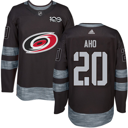 Adidas Carolina Hurricanes #20 Sebastian Aho Black 1917-2017 100th Anniversary Stitched Jersey Men's