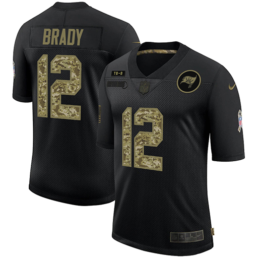 Tampa Bay Buccaneers #12 Tom Brady Men's 2020 Salute To Service Camo Limited Jersey Black