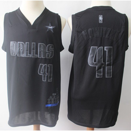 Dallas Mavericks #41 Dirk Nowitzki Black MVP Swingman Jersey Mens