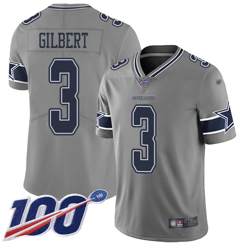 Dallas Cowboys #3 Garrett Gilbert Gray Men's Stitched Limited Inverted Legend 100th Season Jersey Men's