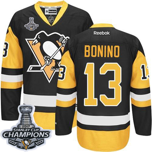 Pittsburgh Penguins #13 Nick Bonino Black Alternate 2017 Stanley Cup Finals Champions Stitched Jersey Men's