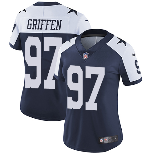 Dallas Cowboys #97 Everson Griffen Navy Blue Thanksgiving Women's Stitched Vapor Throwback Limited Jersey Womens