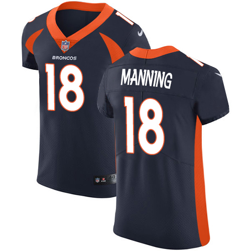 Broncos #18 Peyton Manning Navy Blue Alternate Men's Stitched Vapor Untouchable Elite Jersey