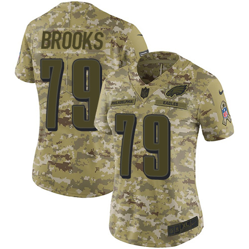 Philadelphia Eagles #79 Brandon Brooks Camo Women's Stitched Limited 2018 Salute to Service Jersey Womens