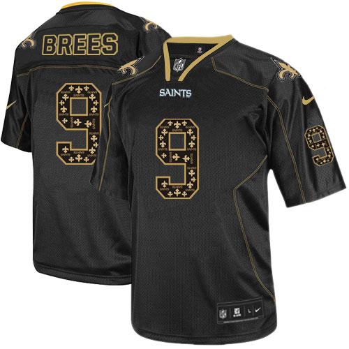 Saints #9 Drew Brees New Lights Out Black Men's Stitched Elite Jersey