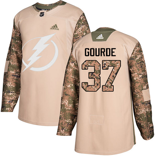 Adidas Tampa Bay Lightning #37 Yanni Gourde Camo Authentic 2017 Veterans Day Stitched Youth Jersey Youth