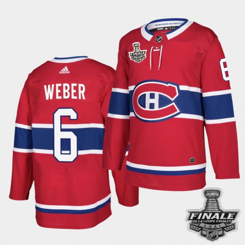 Adidas Montreal Canadiens #6 Shea Weber Red Home Authentic 2021 Stanley Cup Final Patch Jersey Men's