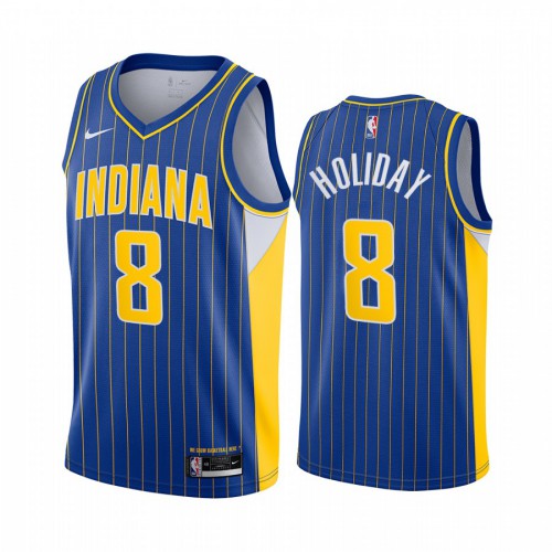 Indiana Pacers #8 Justin Holiday Blue Swingman 2020-21 City Edition Jersey Mens