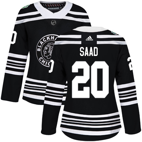Adidas Chicago Blackhawks #20 Brandon Saad Black Authentic 2019 Winter Classic Women's Stitched Jersey Womens