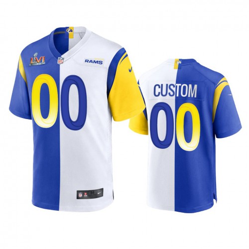 Los Angeles Rams Custom Super Bowl LVI Patch Royal White Split Game Limited Jersey