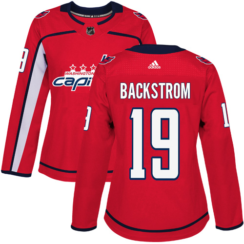 Adidas Washington Capitals #19 Nicklas Backstrom Red Home Authentic Women's Stitched Jersey Womens