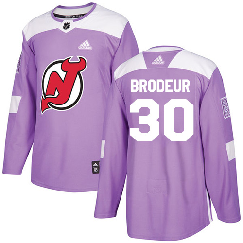 Adidas New Jersey Devils #30 Martin Brodeur Purple Authentic Fights Cancer Stitched Jersey Men's