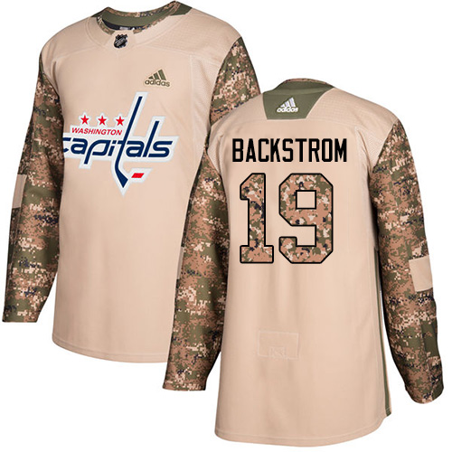 Adidas Washington Capitals #19 Nicklas Backstrom Camo Authentic 2017 Veterans Day Stitched Jersey Men's