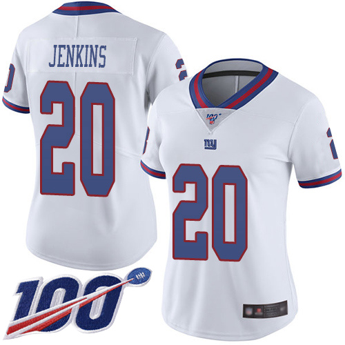 New York Giants #20 Janoris Jenkins White Women's Stitched Limited Rush 100th Season Jersey Womens
