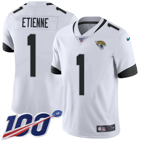 Jaguars #1 Travis Etienne White Youth Stitched 100th Season Vapor Limited Jersey
