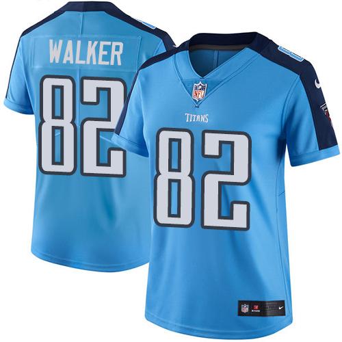 Tennessee Titans #82 Delanie Walker Light Blue Women's Stitched Limited Rush Jersey Womens