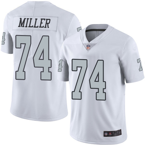 Las Vegas Raiders #74 Kolton Miller White Youth Stitched Limited Rush Jersey Youth