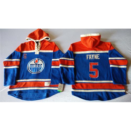 Edmonton Oilers #5 Mark Fayne Light Blue Sawyer Hooded Sweatshirt Stitched Jersey Men's