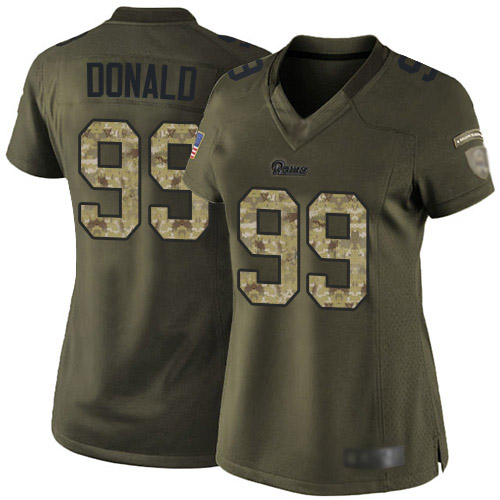 Rams #99 Aaron Donald Green Women's Stitched Limited 2015 Salute To Service Jersey