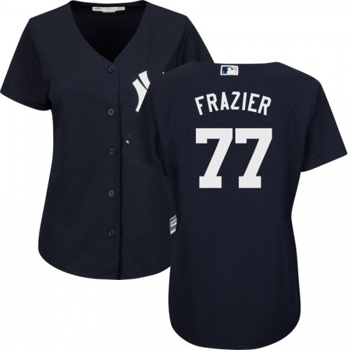 New York New York Yankees #77 Clint Frazier Navy Majestic Women's Cool Base Stitched Jersey Womens
