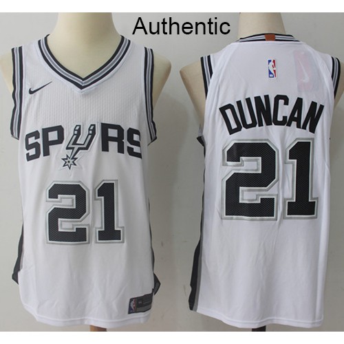 San Antonio Spurs #21 Tim Duncan White Authentic Association Edition Jersey Mens