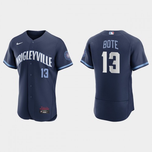 Chicago Chicago Cubs #13 David Bote Men's 2021 City Connect Authentic Navy Jersey Men's