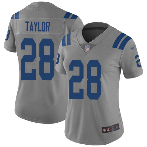Colts #28 Jonathan Taylor Gray Women's Stitched Limited Inverted Legend Jersey