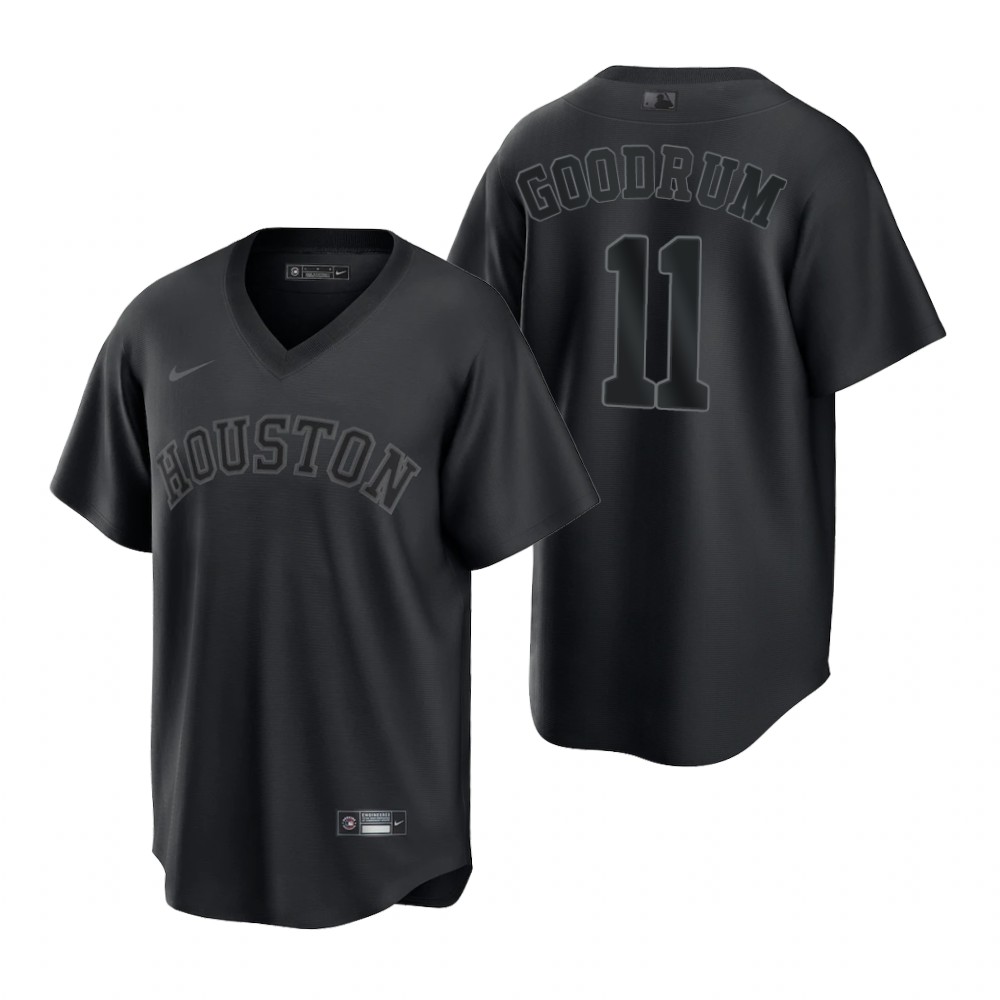 Houston Astros #11 Niko Goodrum Men's Black Pitch Black Fashion Jersey