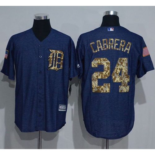 Detroit Tigers #24 Miguel Cabrera Denim Blue Salute to Service Stitched Jersey Men's