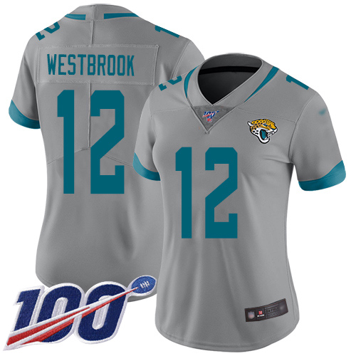 Jacksonville Jaguars #12 Dede Westbrook Silver Women's Stitched Limited Inverted Legend 100th Season Jersey Womens